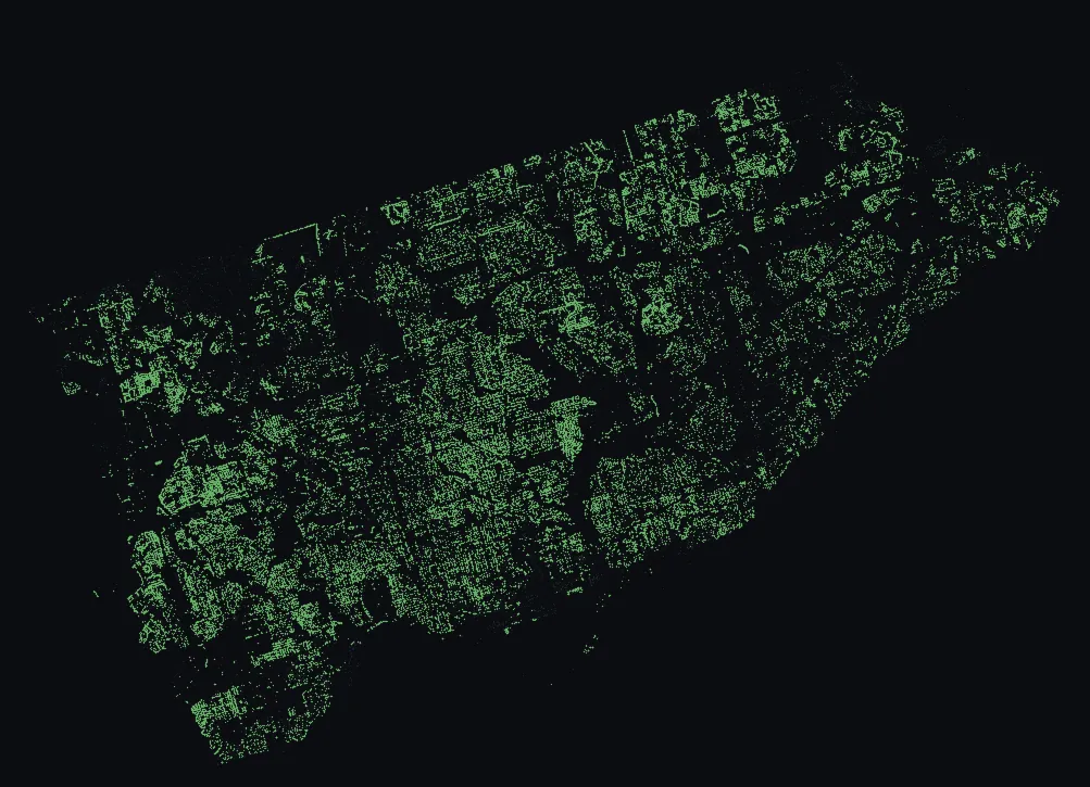 Map of Toronto with every norway maple highlighted, over a dimmed dot-map of every other species in the city.